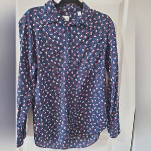 ARMANI Colleezioni Blue Red Cotton Button Down Shirt Men's Size Medium